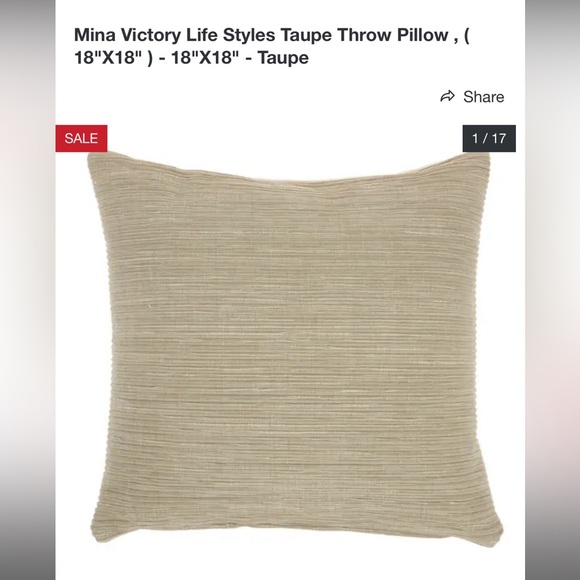 Mina Victory Other - 🍒Mina Victory Life Styles Taupe Throw Pillow!